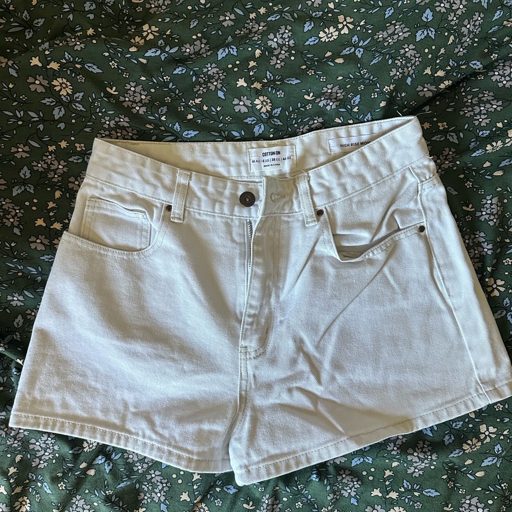 Cotton On White High-Rise Jean Shorts